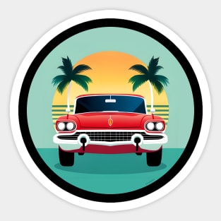 1960s Red Classic Car Paradise Sticker